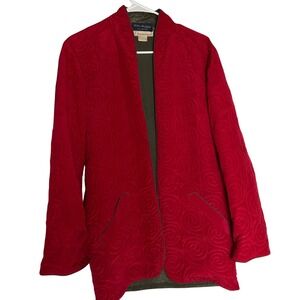 Wilkes Bashford Red Quilted Silk Kimono Jacket‎ Size S Vintage Holiday Christmas